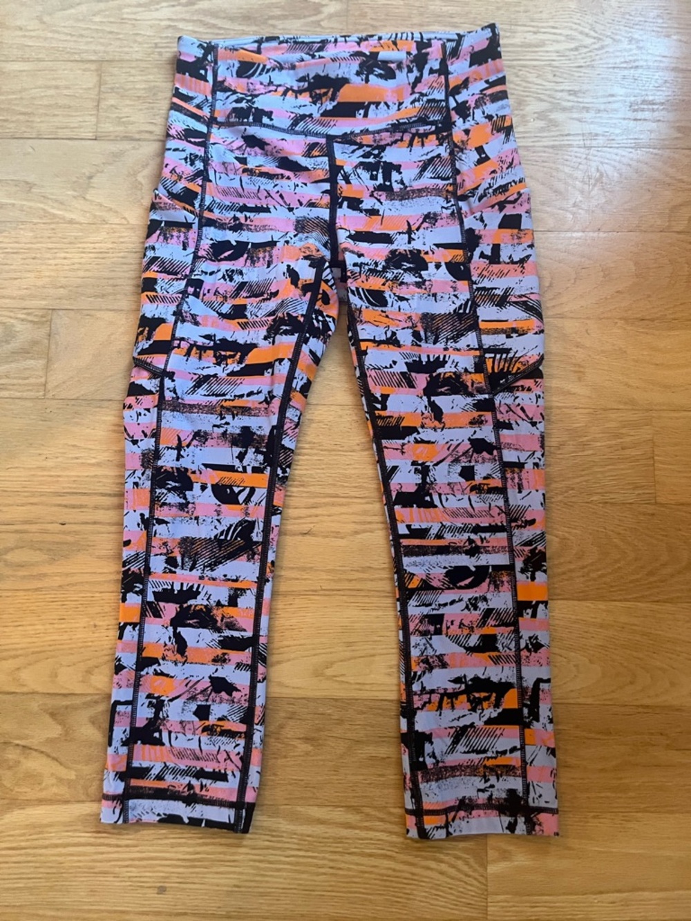 lululemon athletica Pink and Orange Multi Capri leggings